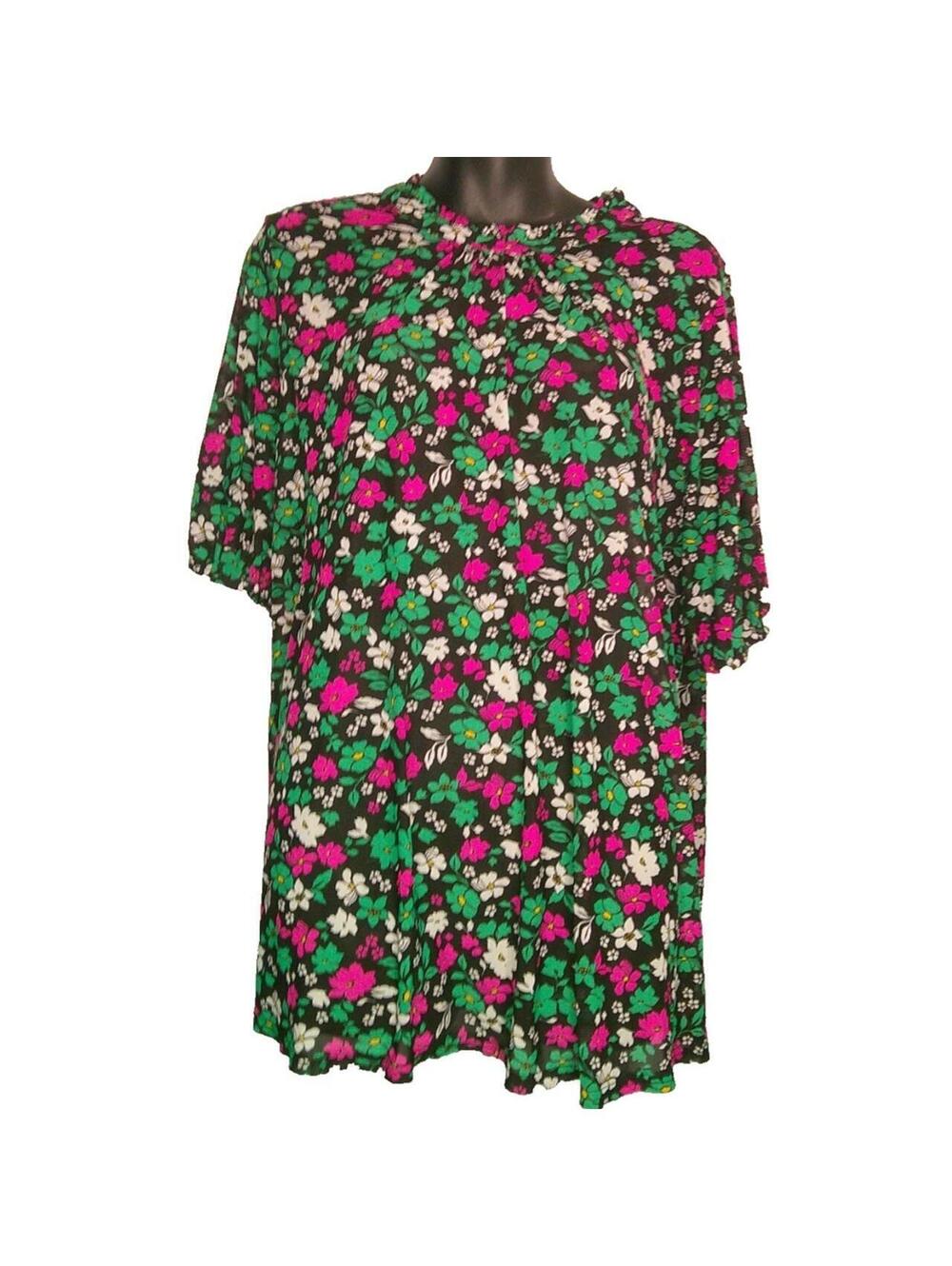 Luna Women's Plus Size 2X Floral Print Blouse